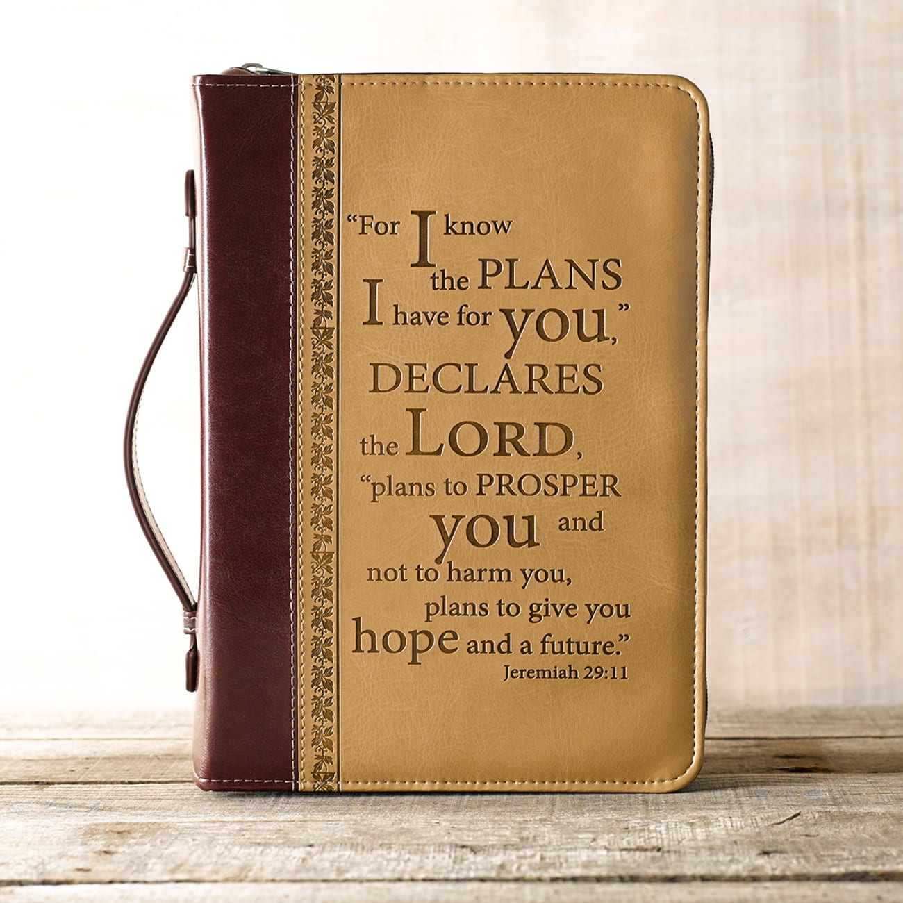 Bible Cover Classic Medium: For I Know the Plans....Burgundy/Sand (Jer 29:11) Bible Cover