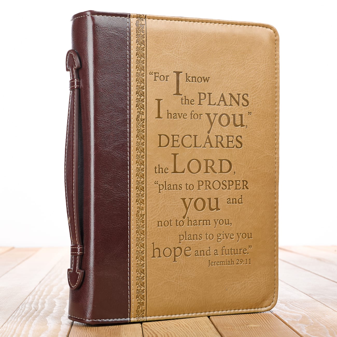 Bible Cover Classic Medium: For I Know the Plans....Burgundy/Sand (Jer 29:11) Bible Cover