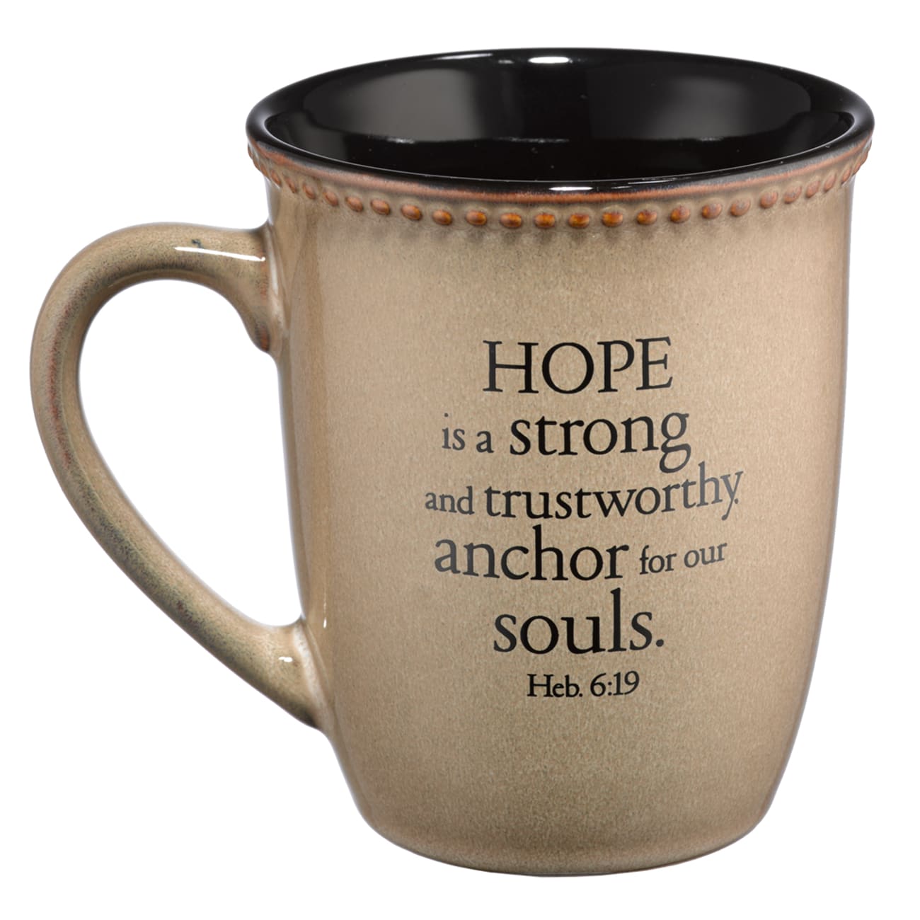 Mug Rimmed Glazed: Hope, Ivory (Hebrews 6:19) (384ml) Homeware