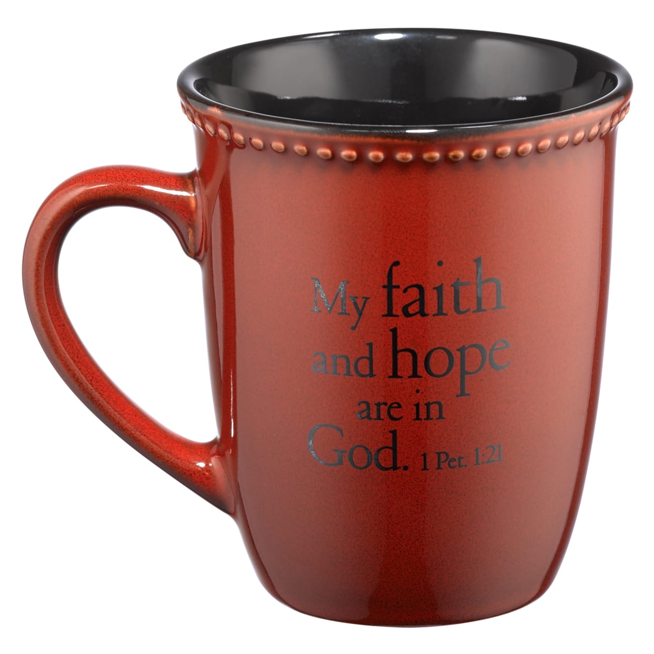 Mug Rimmed Glazed: Faith, Paprika (1 Peter 1:21) (384ml) Homeware
