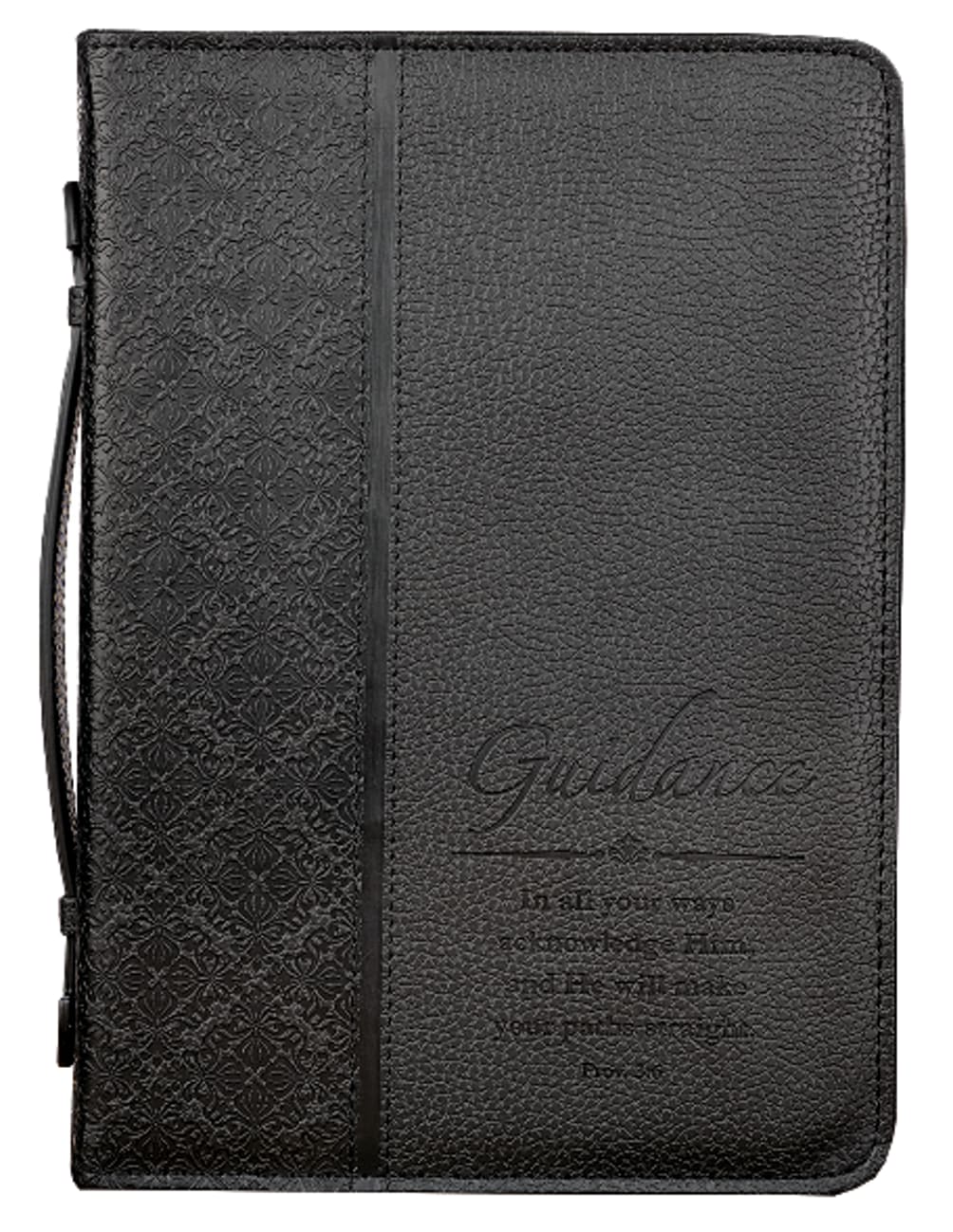 Bible Cover Classic Large: Guidance Proverbs 3:6 Black Luxleather Bible Cover