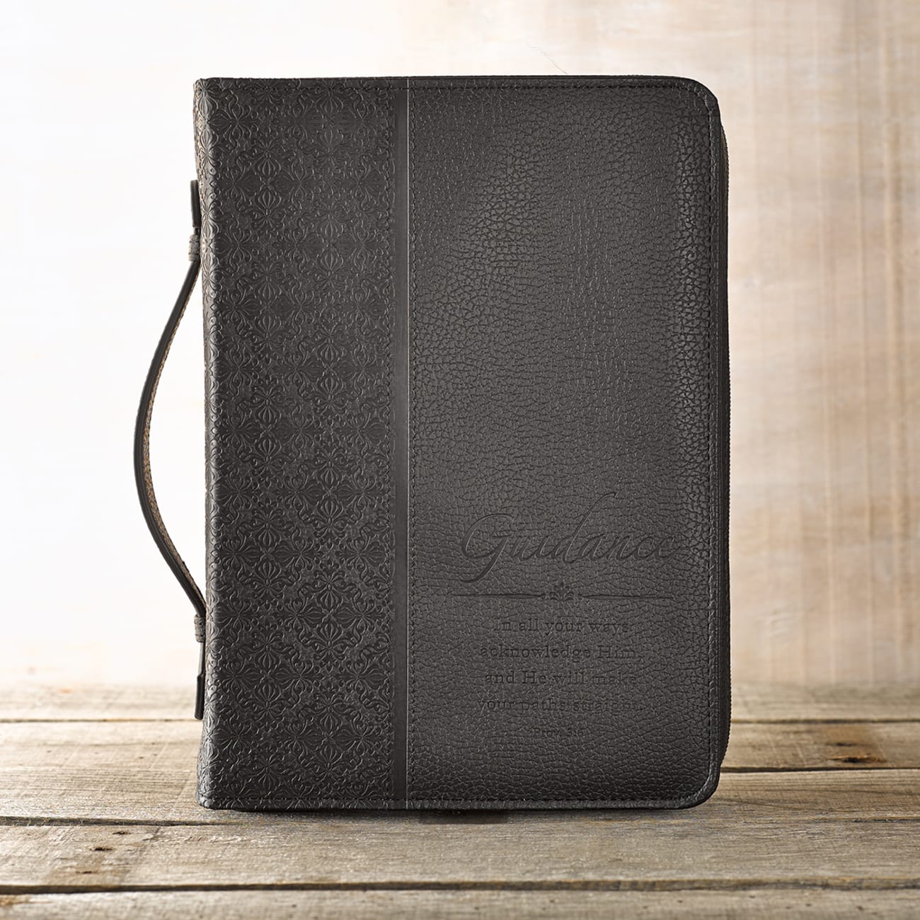 Bible Cover Classic Medium: Guidance Proverbs 3:6 Black Luxleather Bible Cover