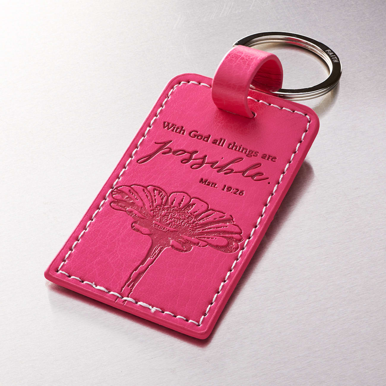 Luxleather Keyring: With God All Things Are Possible Pink Jewellery
