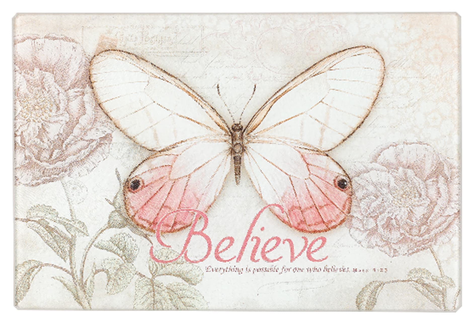 Medium Glass Cutting Board: Believe Butterfly Pink Homeware
