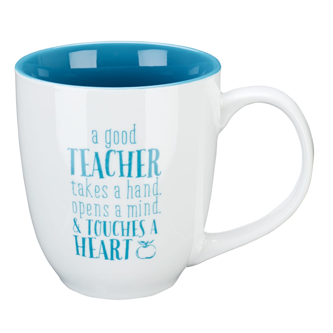 Ceramic Mug: A Good Teacher, White/Blue Inside (414ml) Homeware