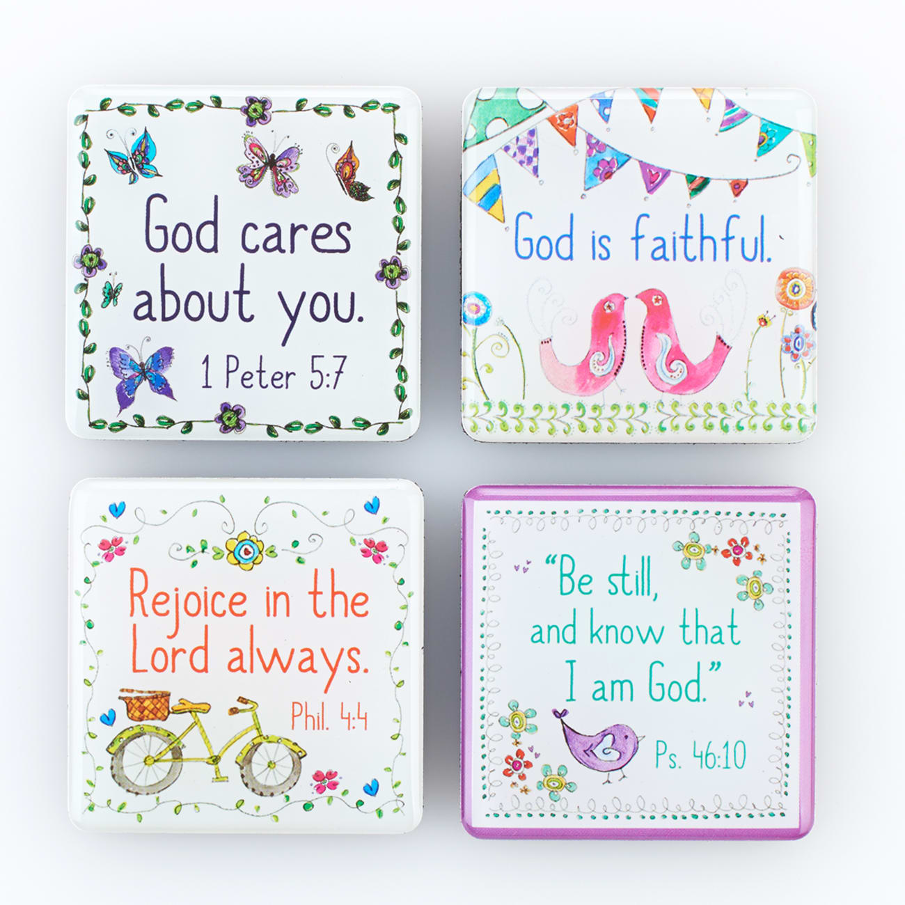 Magnetic Set of 4 Magnets: God Cares For You... Novelty
