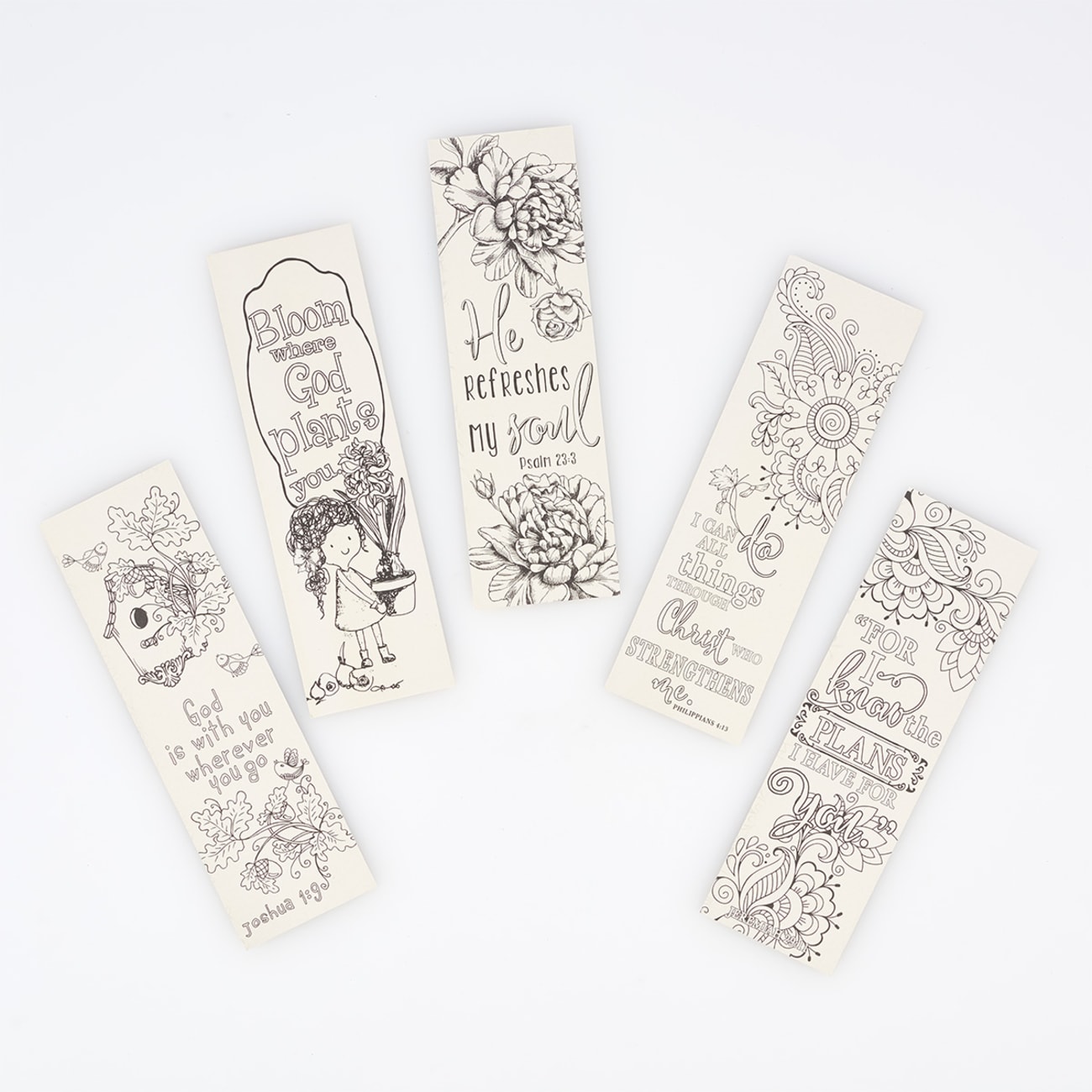 Bookmark: Adult Coloring Double Sided: Includes Scripture, Orange (Set Of 5) Stationery