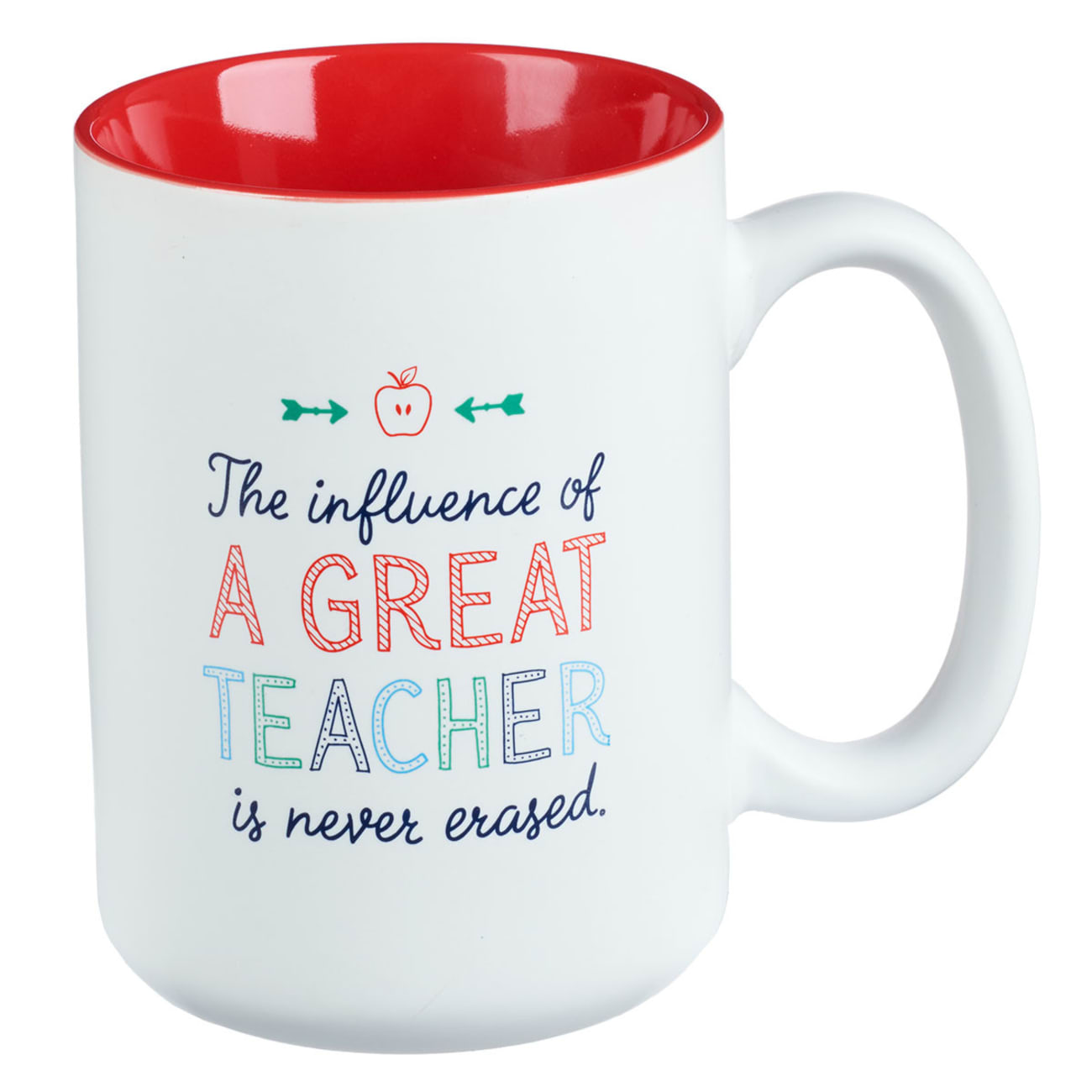 Ceramic Mug the Influence of a Great Teacher is Never Erased (White/Red) (414ml) (A Great Teacher Collection) Homeware