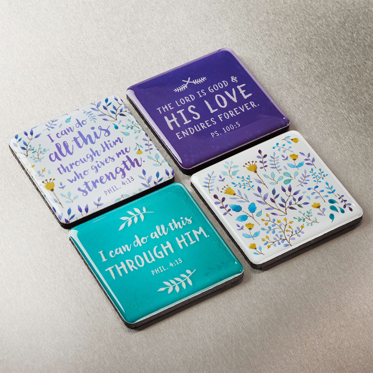 Inspirational Magnet Pack: I Can Do All This Through....Purple/Floral (Phil 4:13) Pack