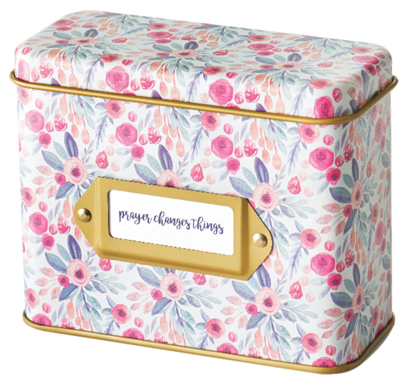 Prayer Cards in Tin Box: Prayer Changes Things, Floral Box