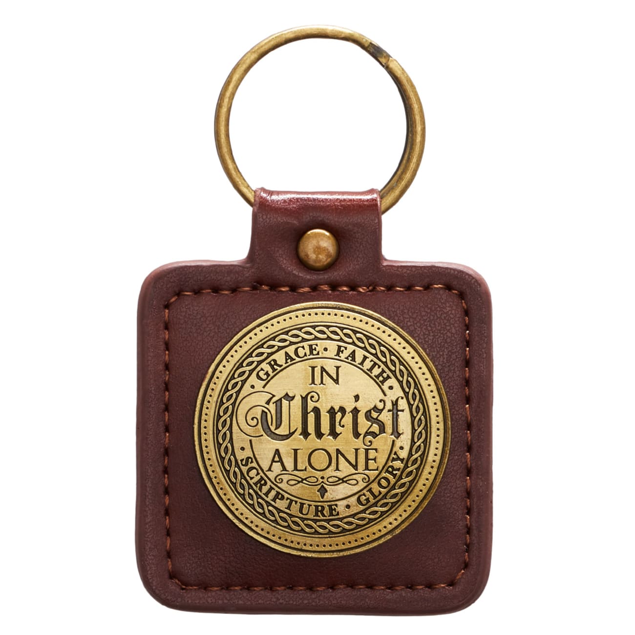 Keyring in Tin Box: In Christ Alone, Brown Jewellery