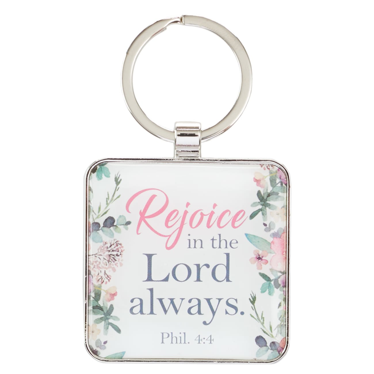 Metal Keyring: Rejoice in the Lord Always, Floral, Rejoice Collection Jewellery
