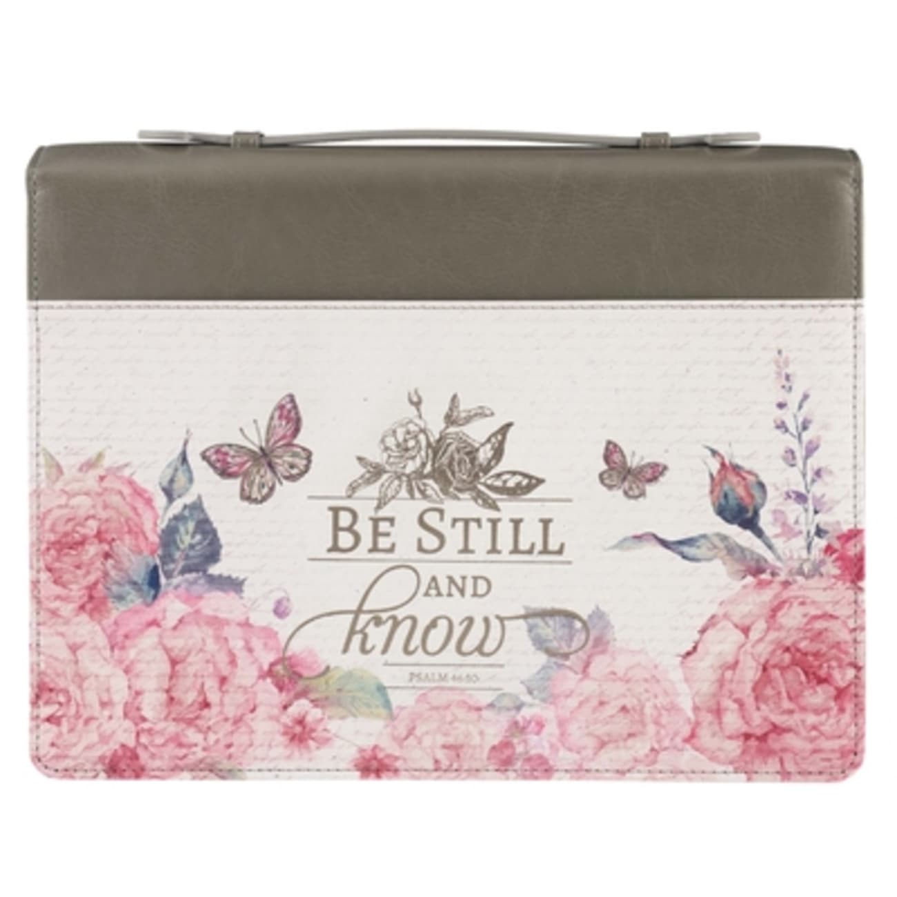 Bible Cover Medium: Be Still Pink Butterfly (Psalm 46:10) Imitation Leather