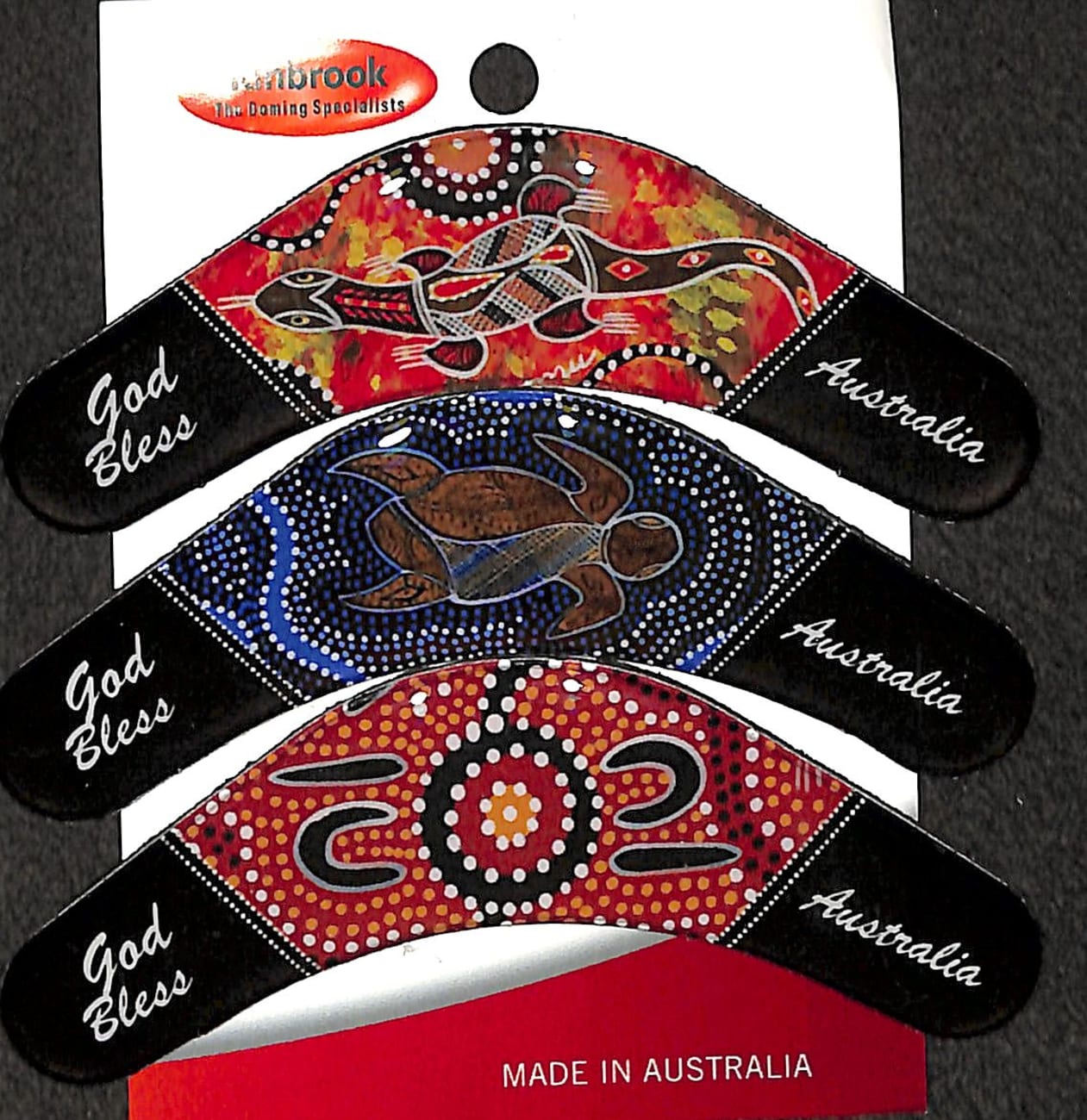 Christian Boomerang Set of 3 Resin Fridge Magnets: God Bless Australia Novelty