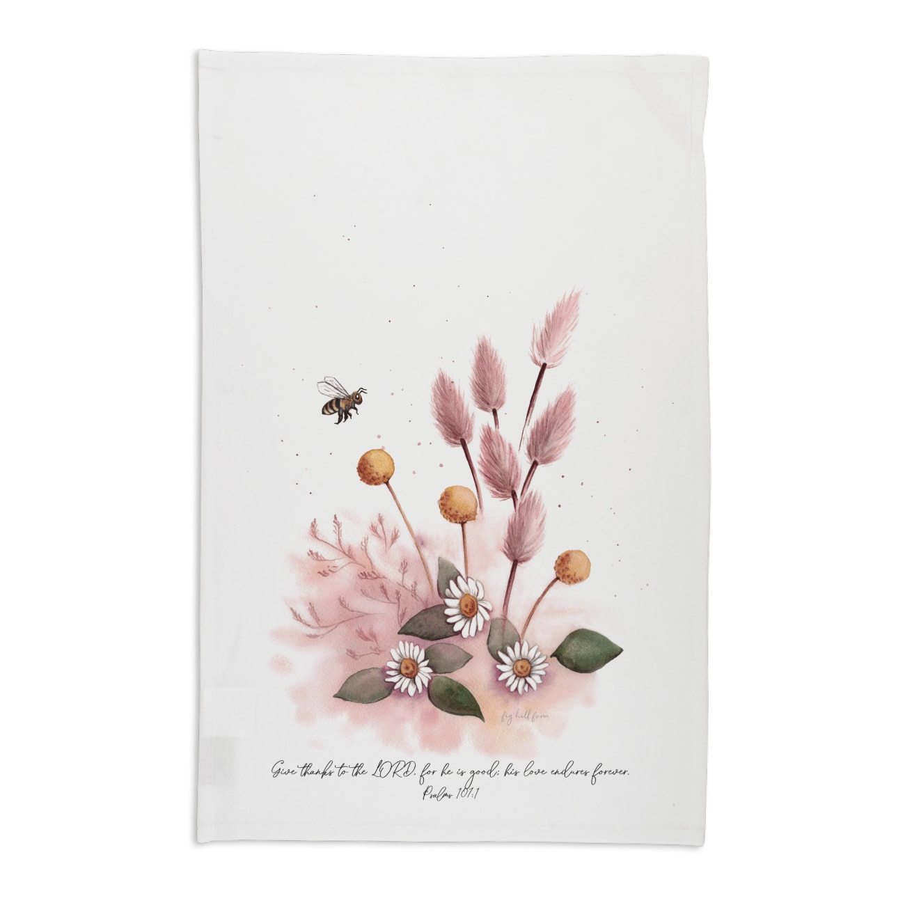 Tea Towel Organic White (Aco Certified Organic Cotton) (Give Thanks to the Lord- Ps 107: 1) (Australiana Products Series) Homeware