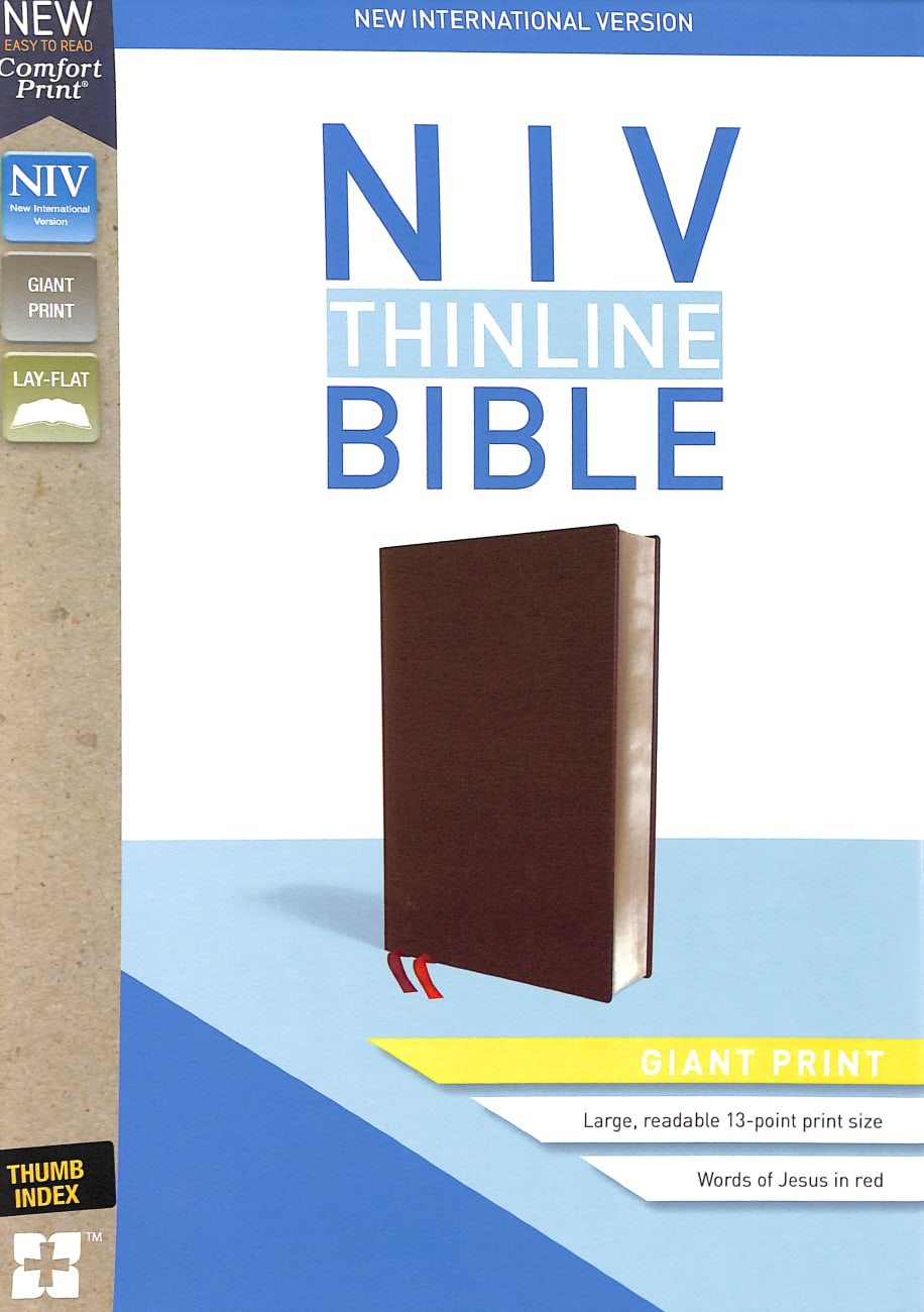 NIV Thinline Bible Giant Print Burgundy Indexed (Red Letter Edition) Bonded Leather