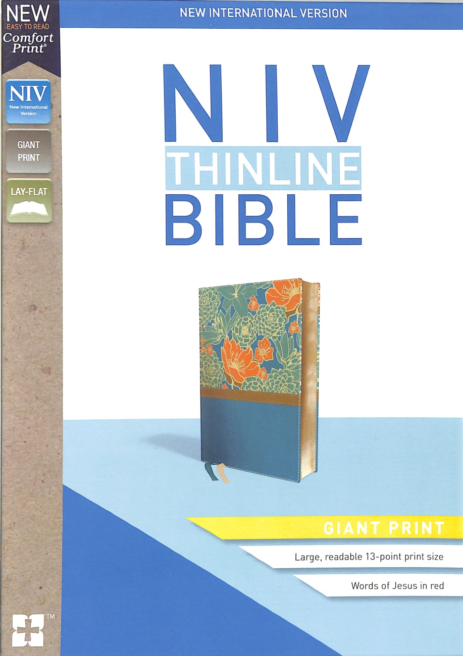NIV Thinline Bible Giant Print Blue (Red Letter Edition) Premium Imitation Leather