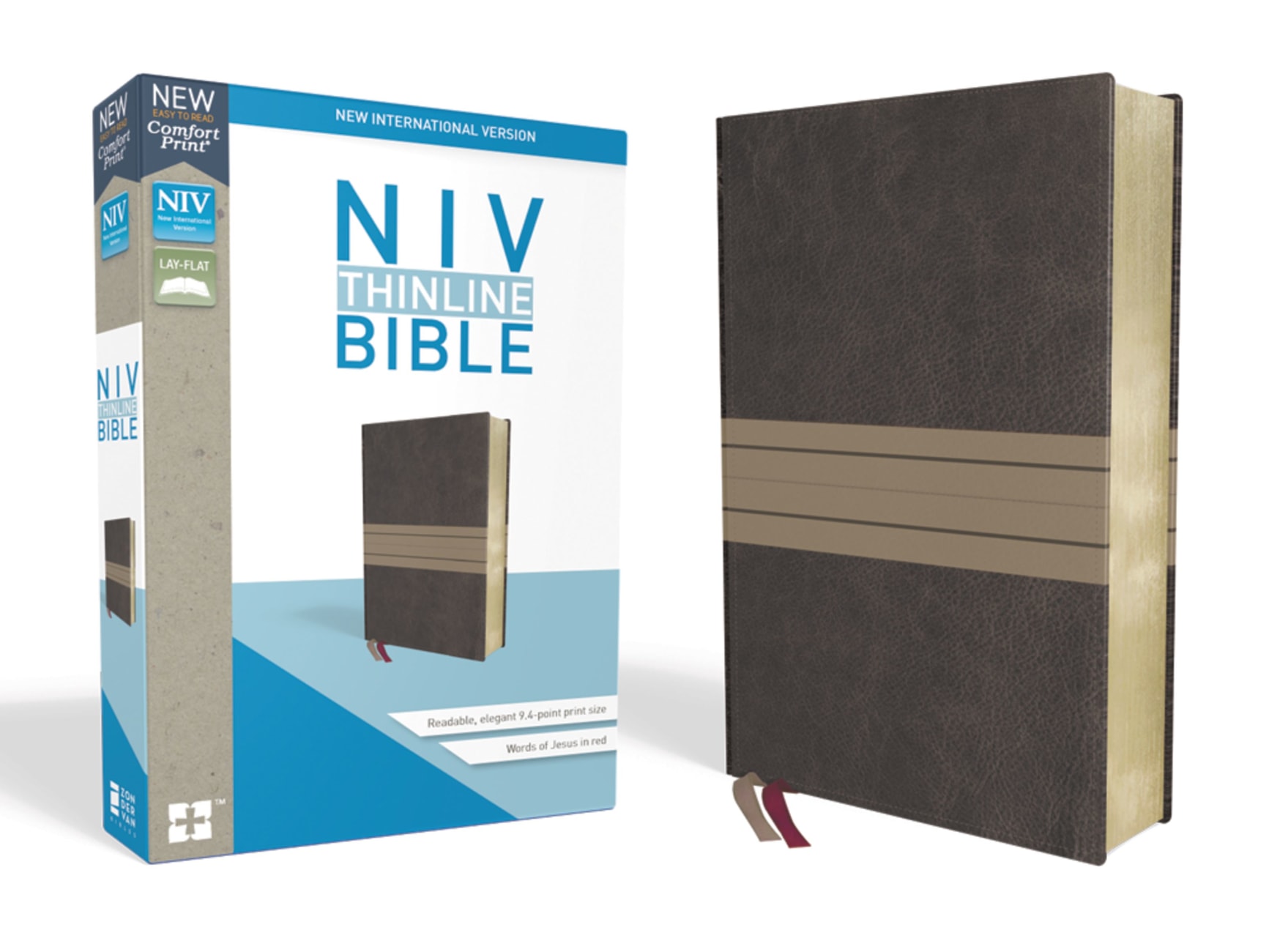 NIV Thinline Bible Brown/Tan (Red Letter Edition) Premium Imitation Leather