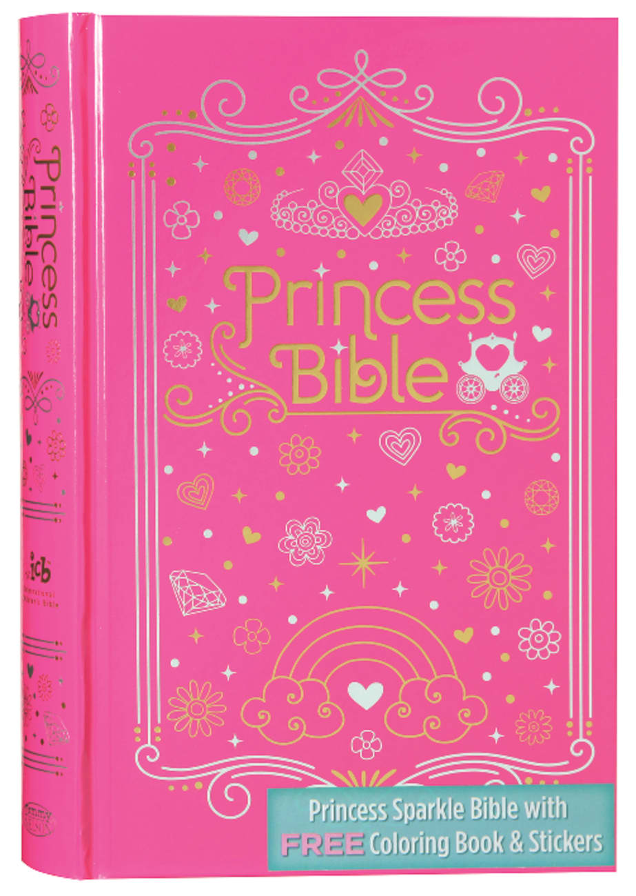 ICB Princess Bible With Coloring Sticker Book Pink (Black Letter Edition) Hardback