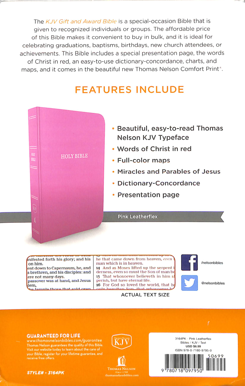 KJV Gift and Award Bible Pink (Red Letter Edition) Imitation Leather