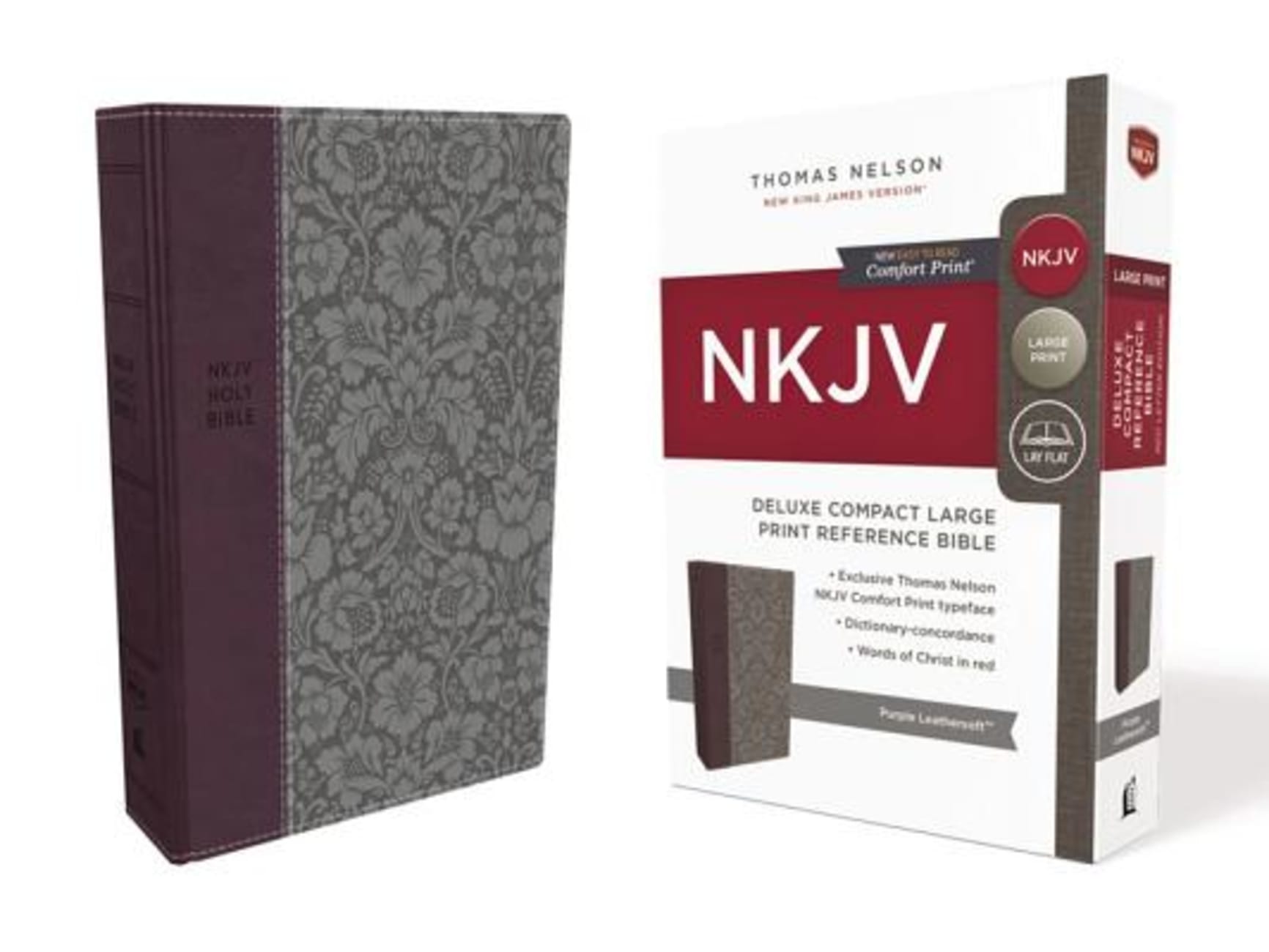 NKJV Deluxe Reference Bible Compact Large Print Purple (Red Letter Edition) Premium Imitation Leather