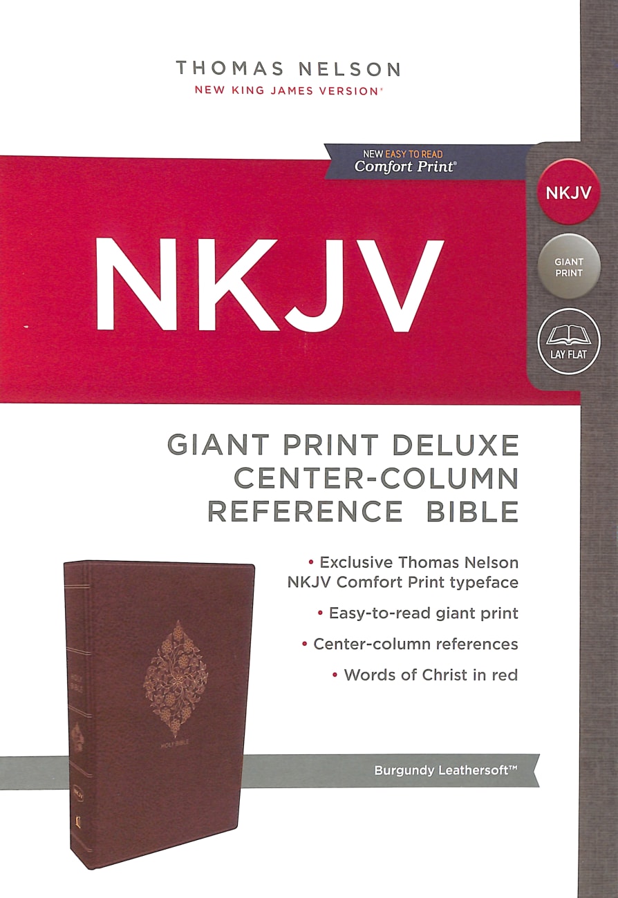 NKJV Deluxe Reference Bible Giant Print Burgundy (Red Letter Edition) Premium Imitation Leather