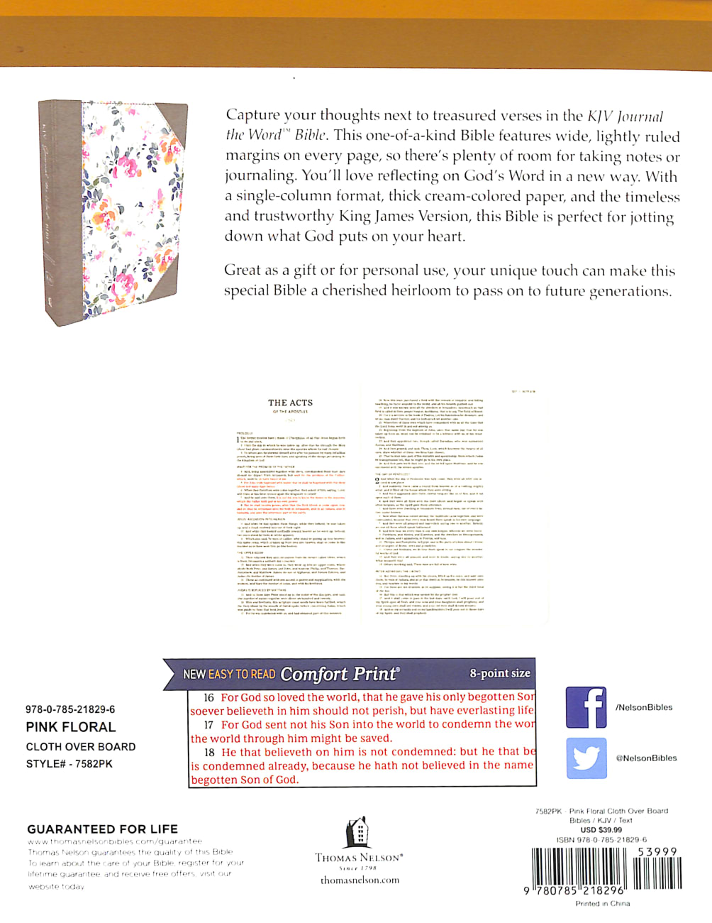KJV Journal the Word Bible Pink Floral (Red Letter Edition) Hardback