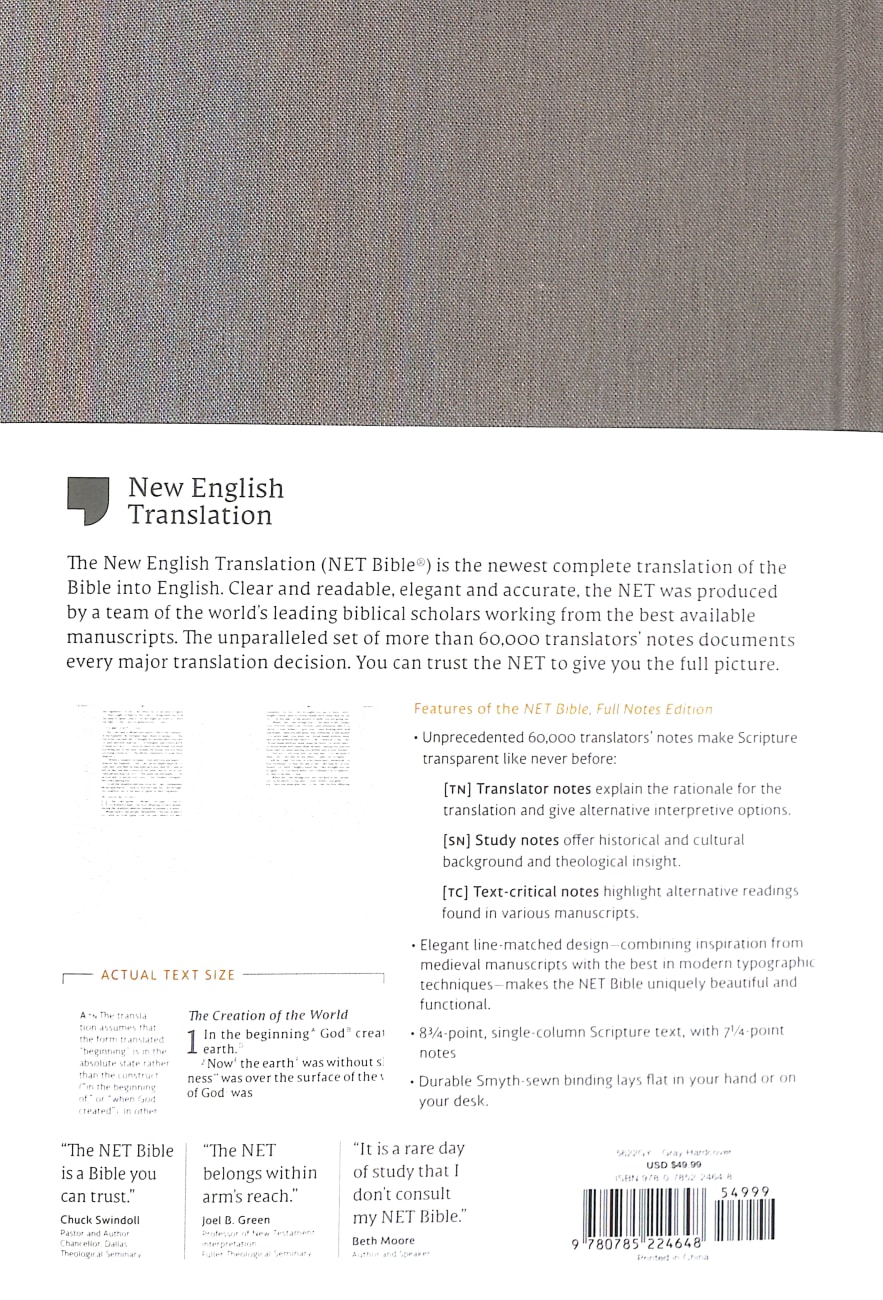 NET Bible Full-Notes Edition Gray Fabric Over Hardback