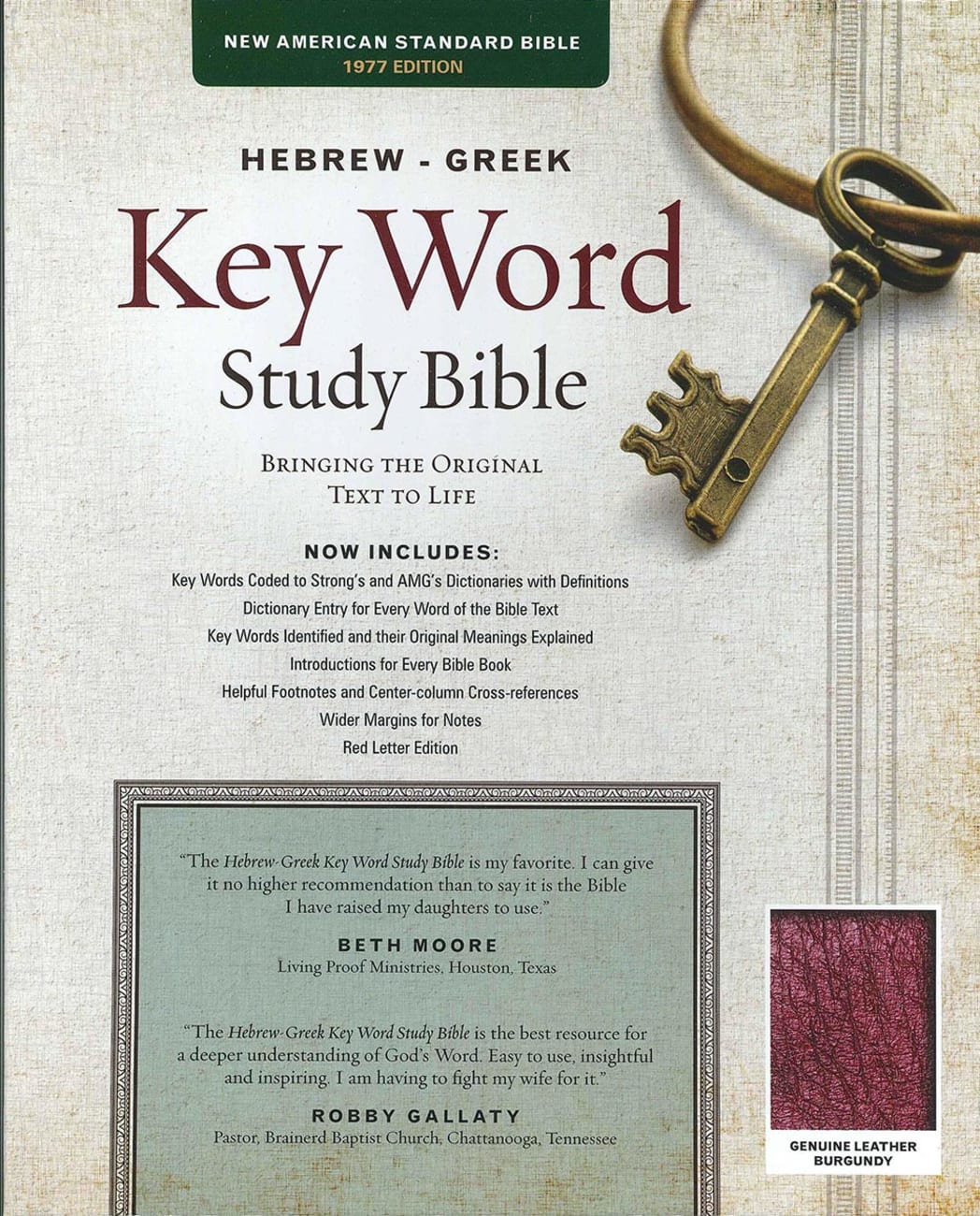 NASB Hebrew-Greek Key Word Study Bible Burgundy (New Edition) Genuine Leather