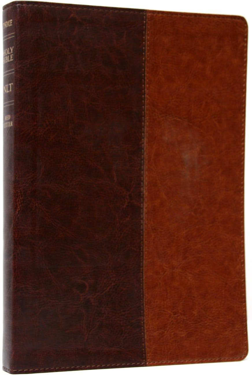 NLT Premium Slimline Reference Large Print Brown/Tan (Red Letter Edition) Imitation Leather