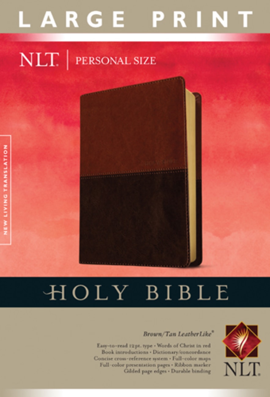 NLT Personal Size Large Print Bible Brown/Tan (Red Letter Edition) Imitation Leather