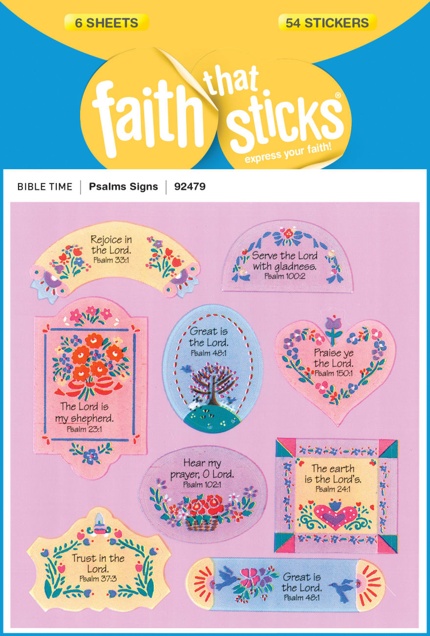 Psalms Signs (6 Sheets, 54 Stickers) (Stickers Faith That Sticks Series) Stickers
