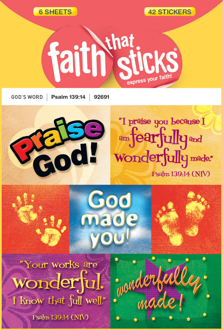 Psalm 139: 14 (6 Sheets, 42 Stickers) (Stickers Faith That Sticks Series) Stickers