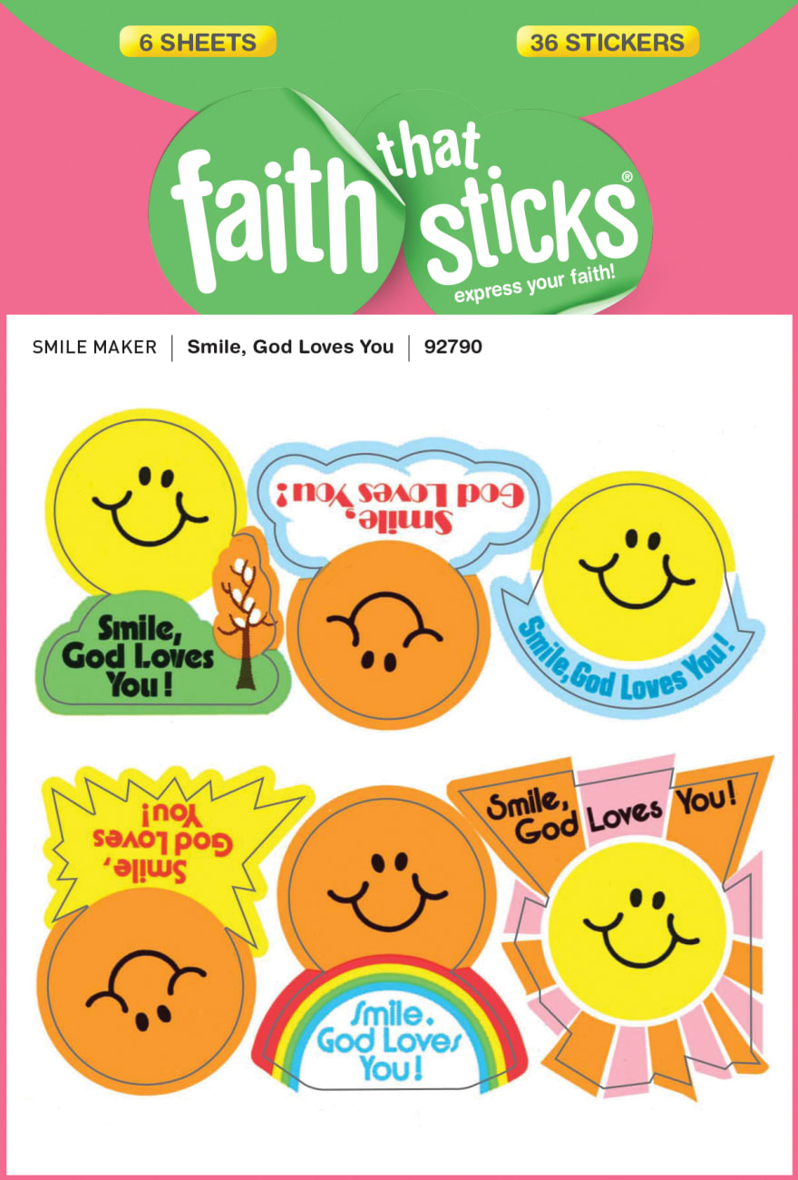 Smile, God Loves You (6 Sheets, 36 Stickers) (Stickers Faith That Sticks Series) Stickers