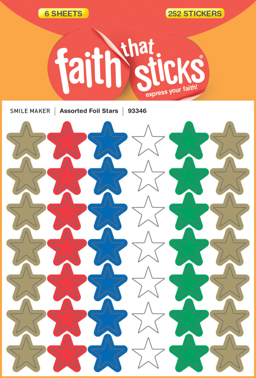 Assorted Foil Stars (6 Sheets, 252 Stickers) (Stickers Faith That Sticks Series) Stickers