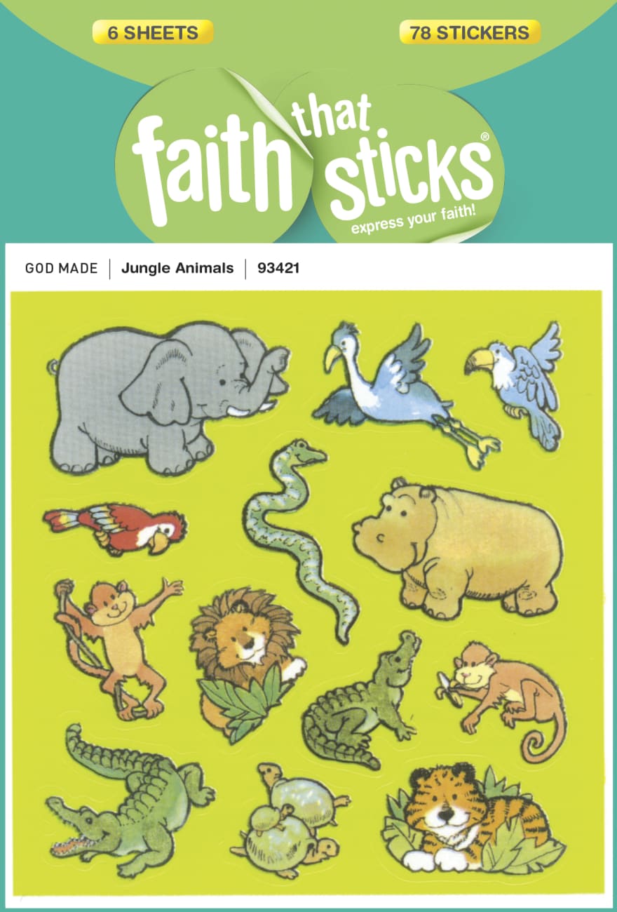 Jungle Animals (6 Sheets, 78 Stickers) (Stickers Faith That Sticks Series) Stickers
