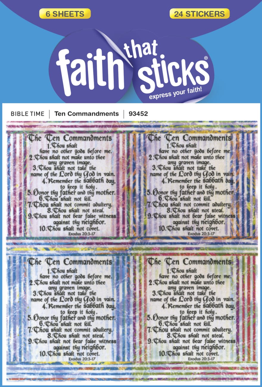 Ten Commandments (6 Sheets, 24 Stickers) (Stickers Faith That Sticks Series) Stickers
