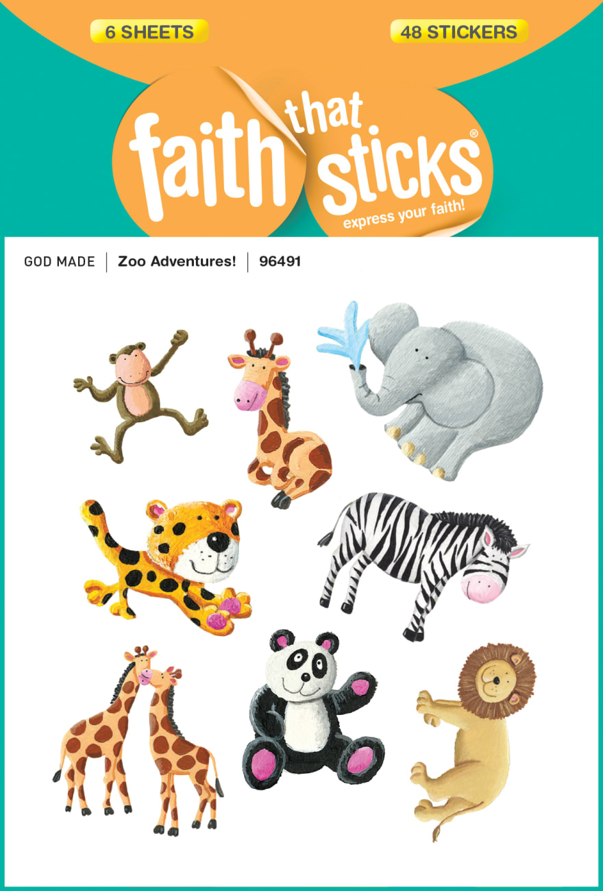 Zoo Adventures! (6 Sheets, 48 Stickers) (Stickers Faith That Sticks Series) Stickers