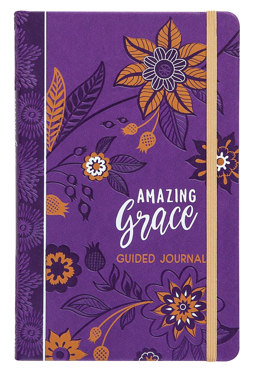 Guided Journal: Amazing Grace Purple Floral With Elastic Band Imitation Leather