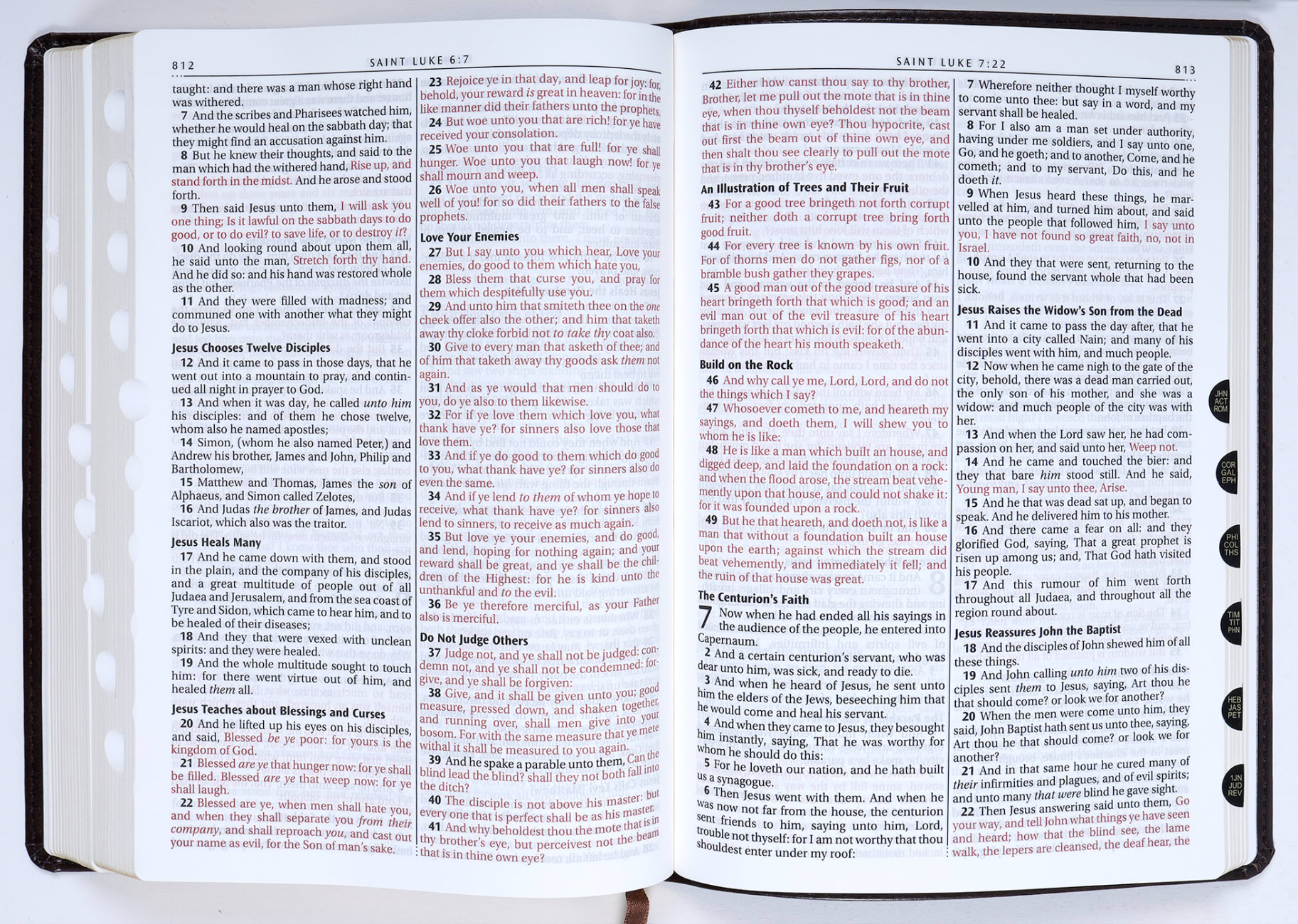 KJV Large Print Thinline Bible Brown Red Letter Edition Imitation Leather