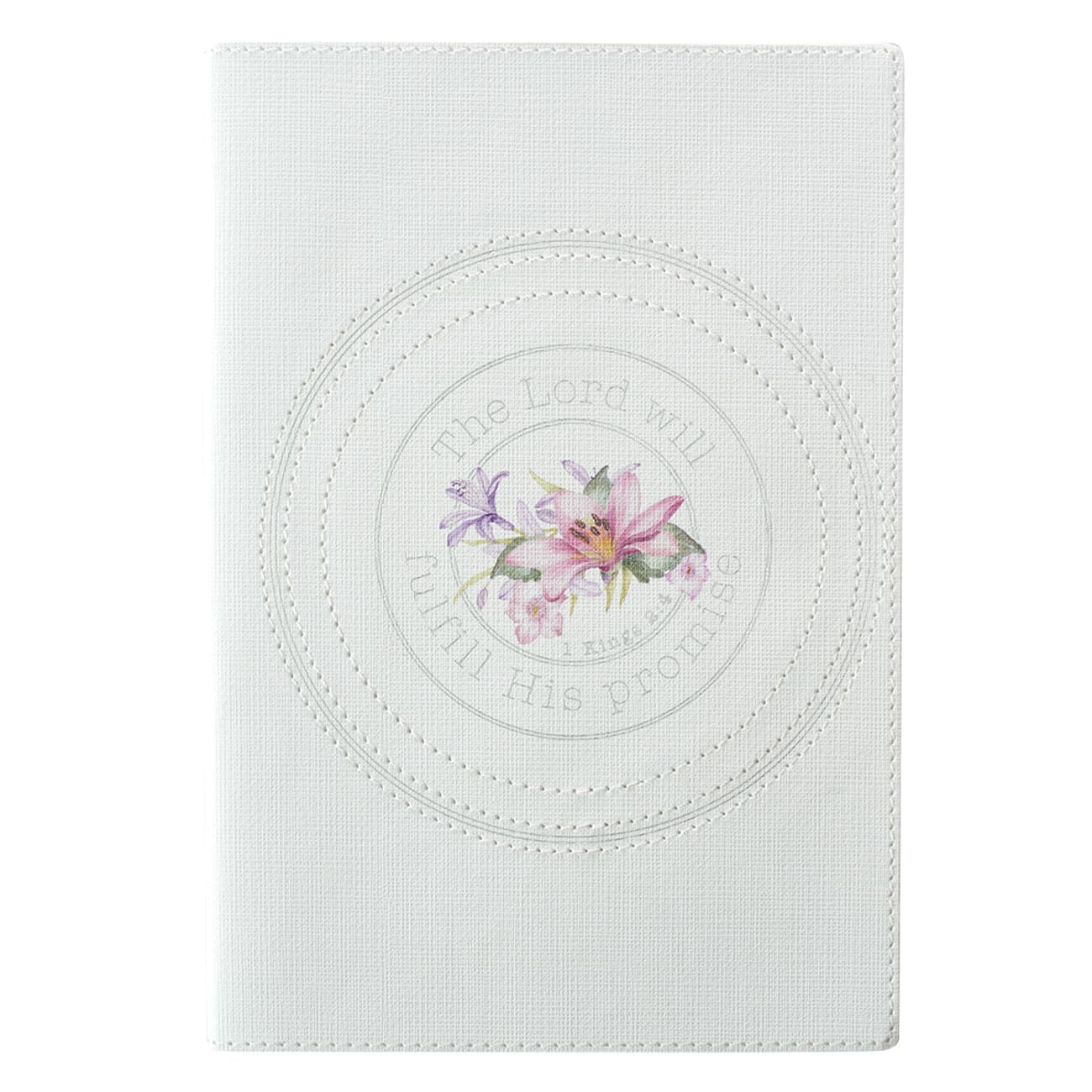 Journal: The Lord Will Fulfill His Promise, White/Floral Blessings From Above Collection Luxleather Imitation Leather