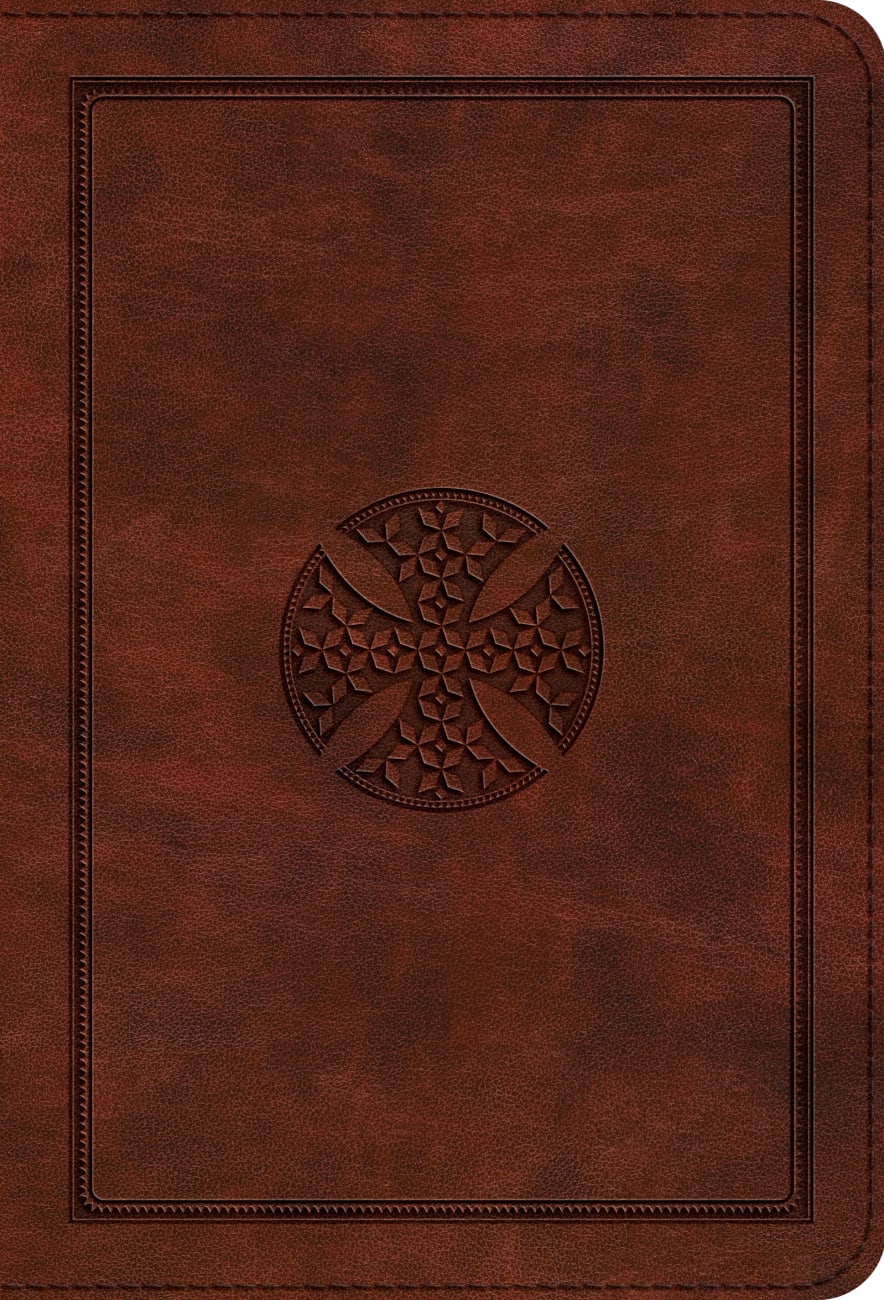 ESV Large Print Compact Bible Brown Mosaic Cross Design (Red Letter Edition) Imitation Leather