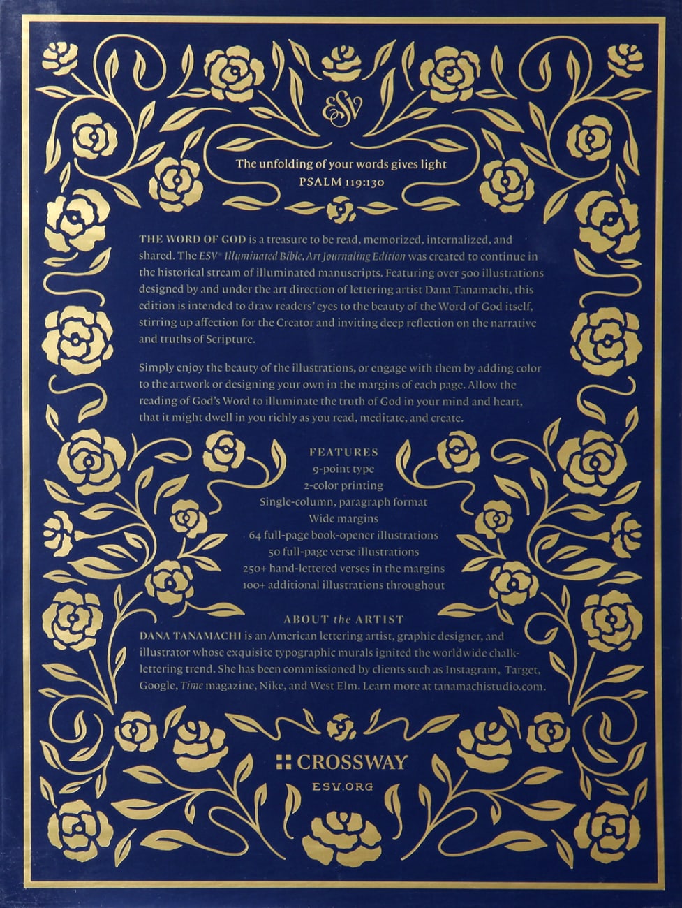 ESV Illuminated Bible Art Journaling Edition Blue With Slipcase (Black Letter Edition) Fabric Over Hardback