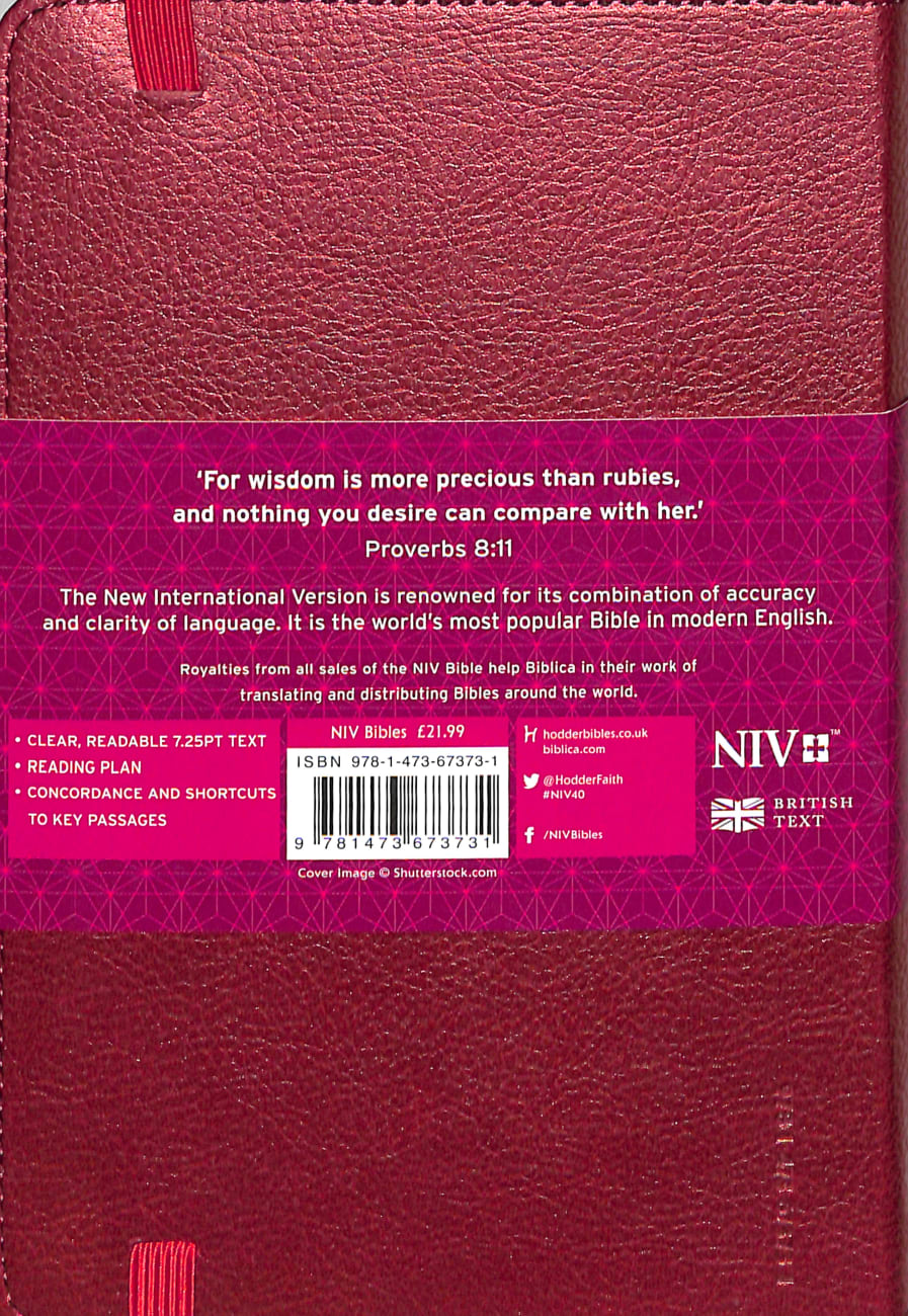 NIV Ruby Thinline Bible With Elastic Strap Dark Red Imitation Leather