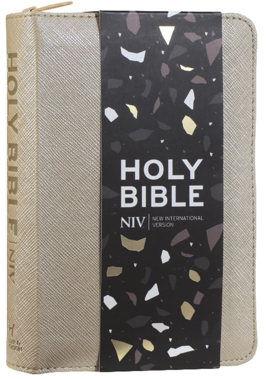NIV Pocket Bible Gold With Zip Flexi Back