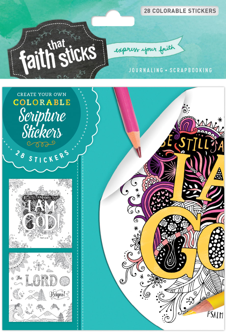 Psalm 46: 10 (4 Sheets, 28 Colorable Stickers) (Stickers Faith That Sticks Series) Stickers