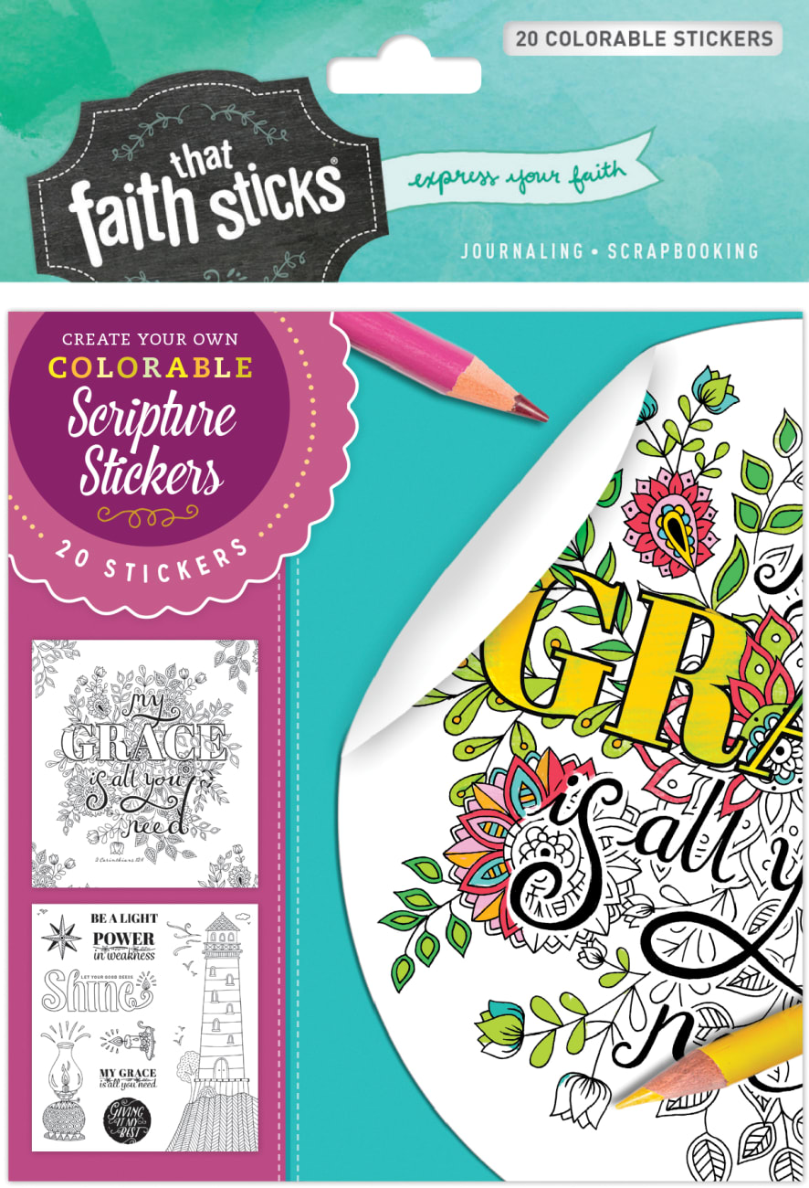 2 Corinthians 12: 9 (4 Sheets, 20 Colorable Stickers) (Stickers Faith That Sticks Series) Stickers
