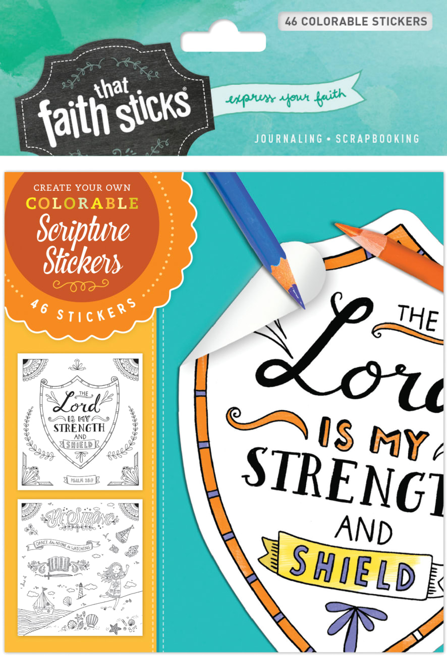 Psalm 28: 7 (4 Sheets, 46 Colorable Stickers) (Stickers Faith That Sticks Series) Stickers