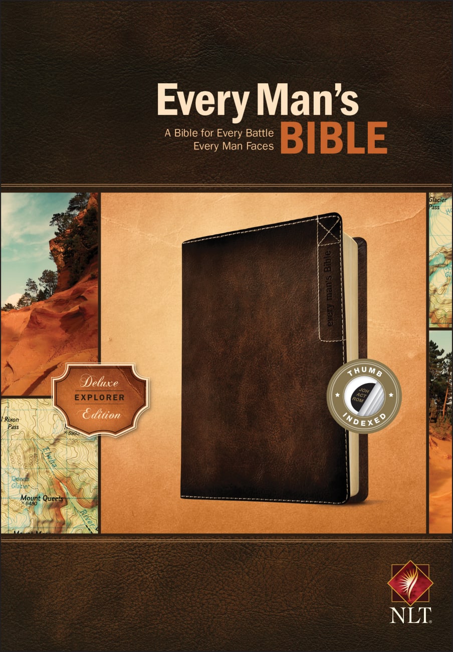 NLT Every Man's Bible Deluxe Explorer Edition Brown Indexed (Black Letter Edition) Imitation Leather