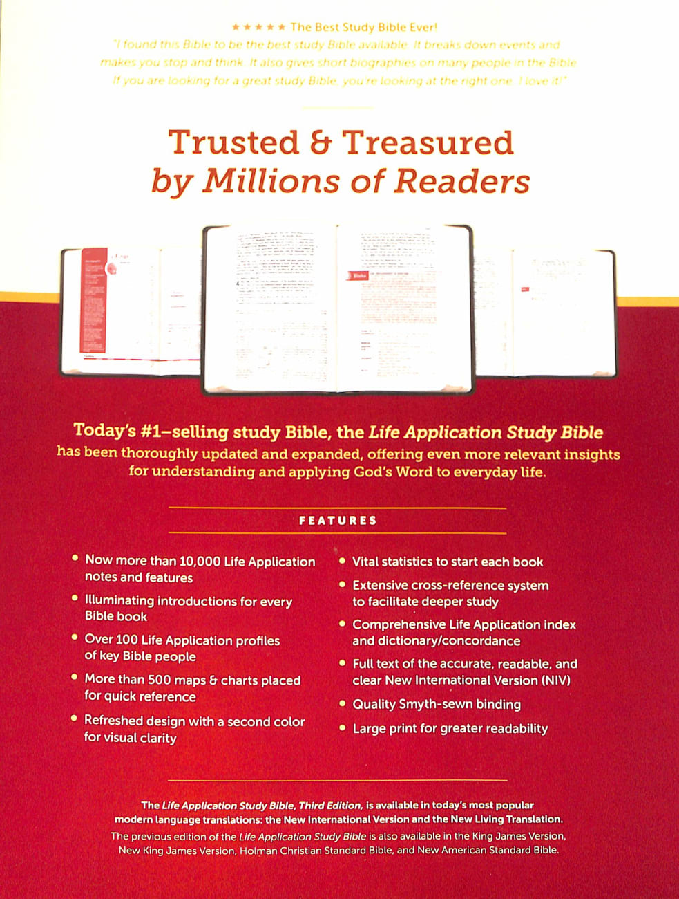 NIV Life Application Study Bible 3rd Edition Large Print Indexed (Red Letter Edition) Hardback